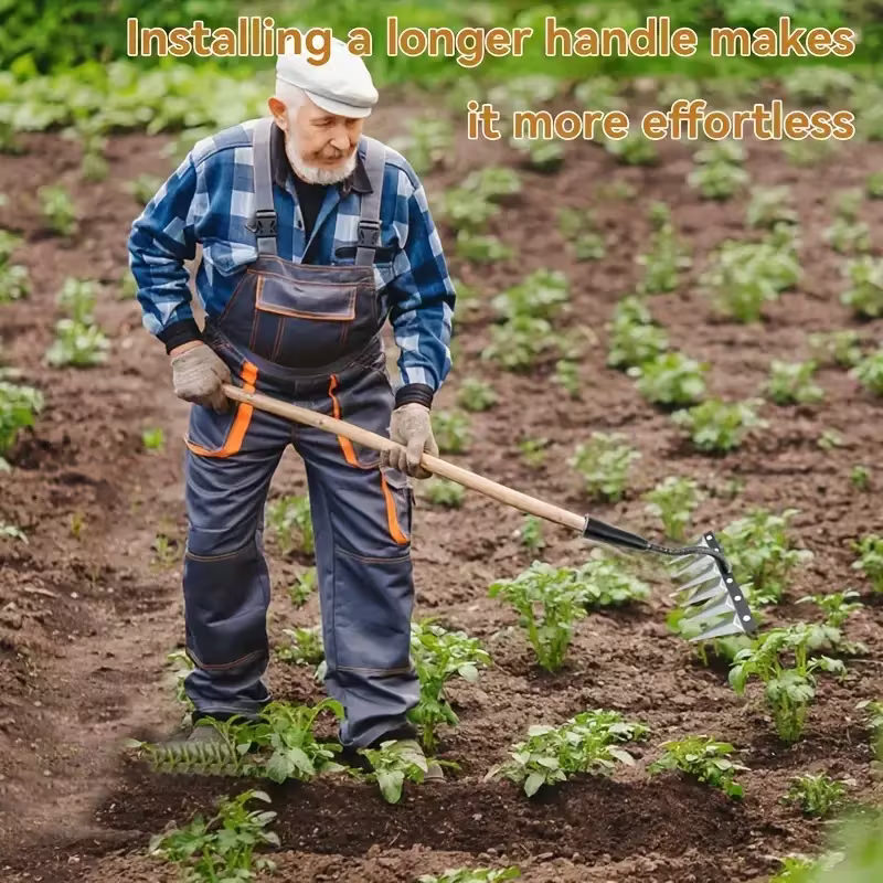 REDBUILD Iron Weeding Rake 2.0 ( 6 Teeth ), Iron Rake for Gardening and Weedings, Heavy Duty Gardening Hand Weed Puller