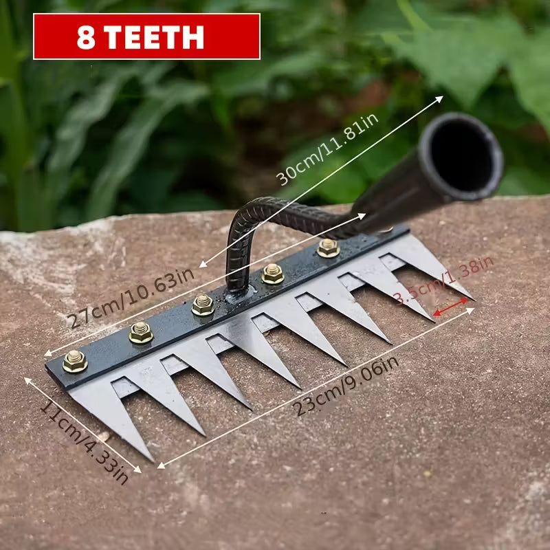 REDBUILD Iron Weeding Rake 2.0 ( 6 Teeth ), Iron Rake for Gardening and Weedings, Heavy Duty Gardening Hand Weed Puller