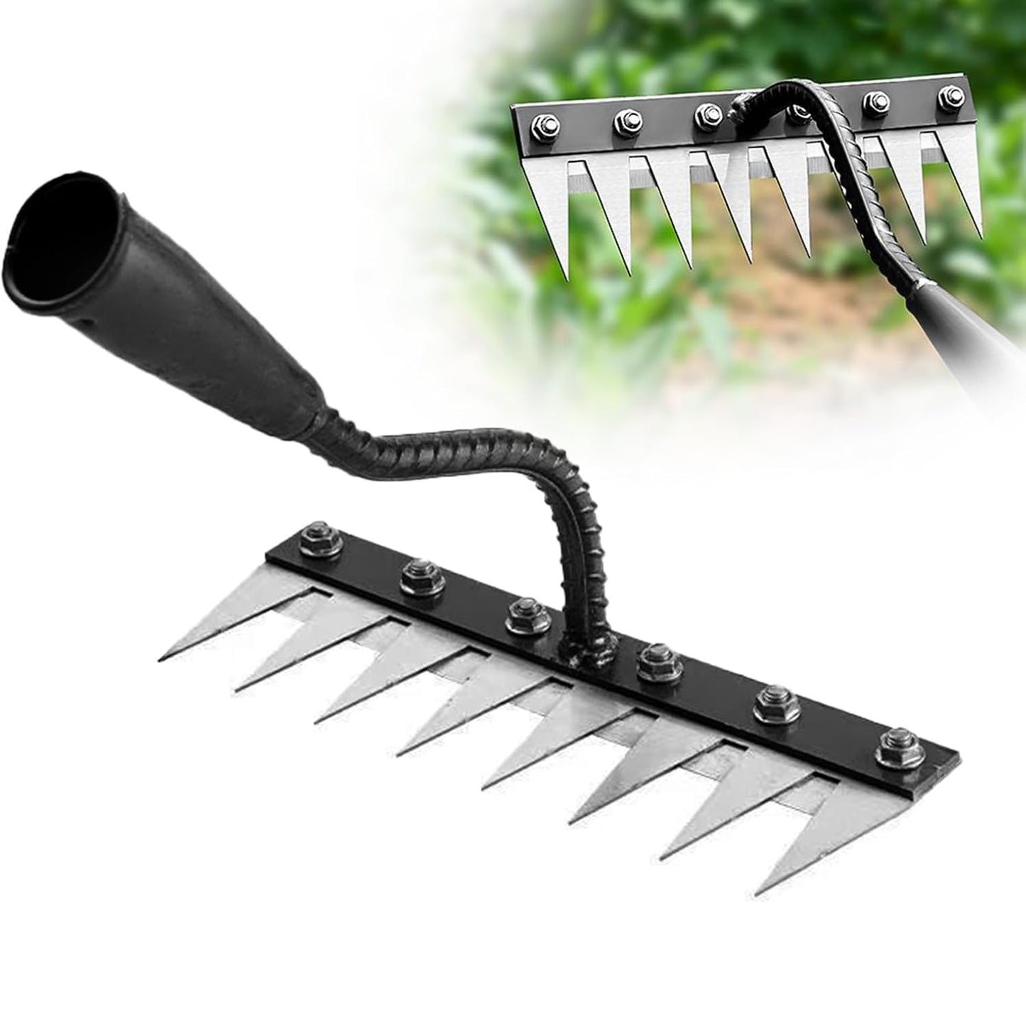 REDBUILD Iron Weeding Rake 2.0 ( 6 Teeth ), Iron Rake for Gardening and Weedings, Heavy Duty Gardening Hand Weed Puller