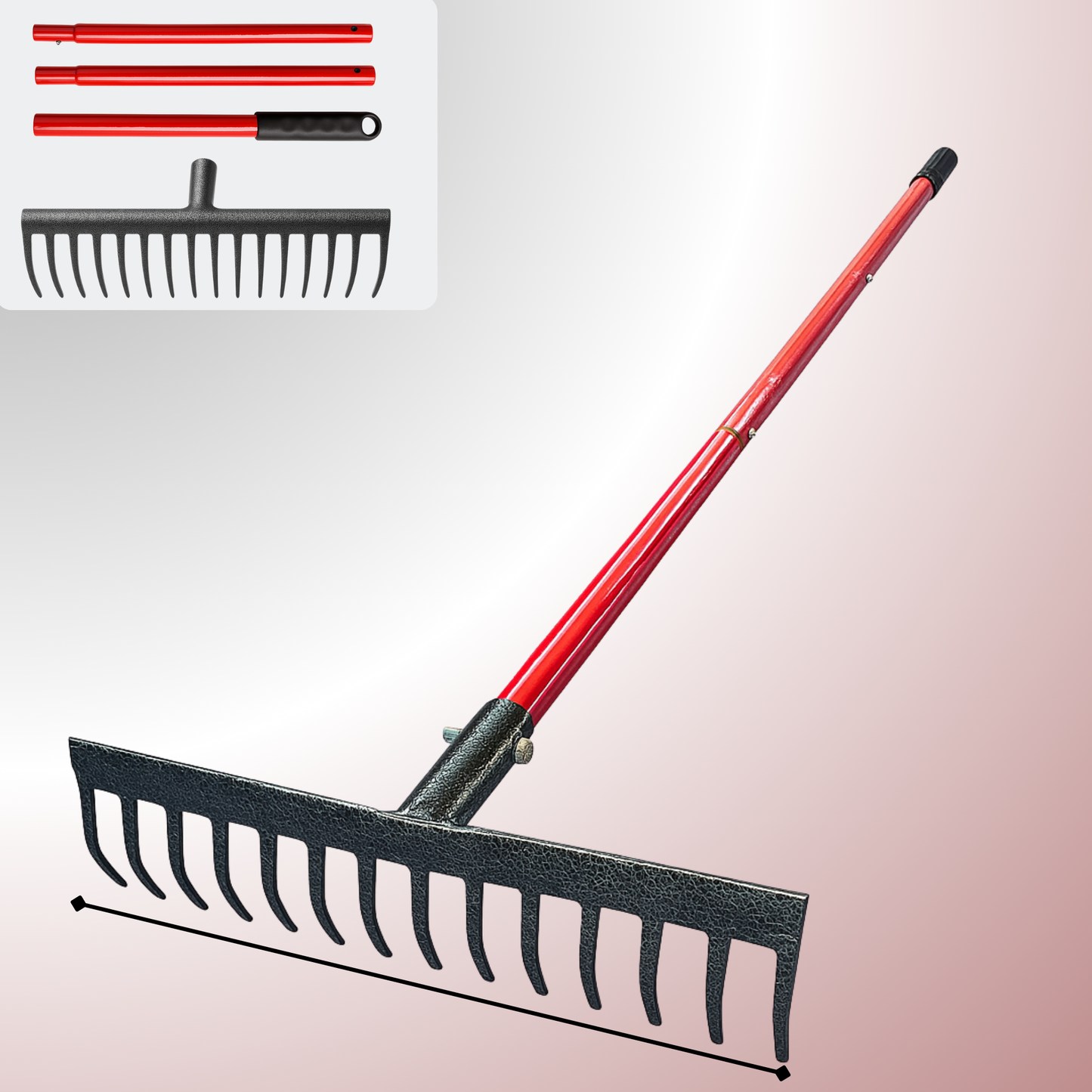 RedBuild Garden Rake  | 14 Tines | Leaf Rake |