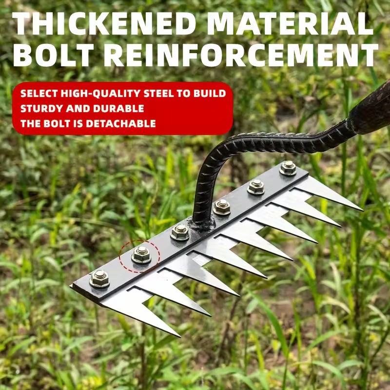 REDBUILD Iron Weeding Rake 2.0 ( 6 Teeth ), Iron Rake for Gardening and Weedings, Heavy Duty Gardening Hand Weed Puller