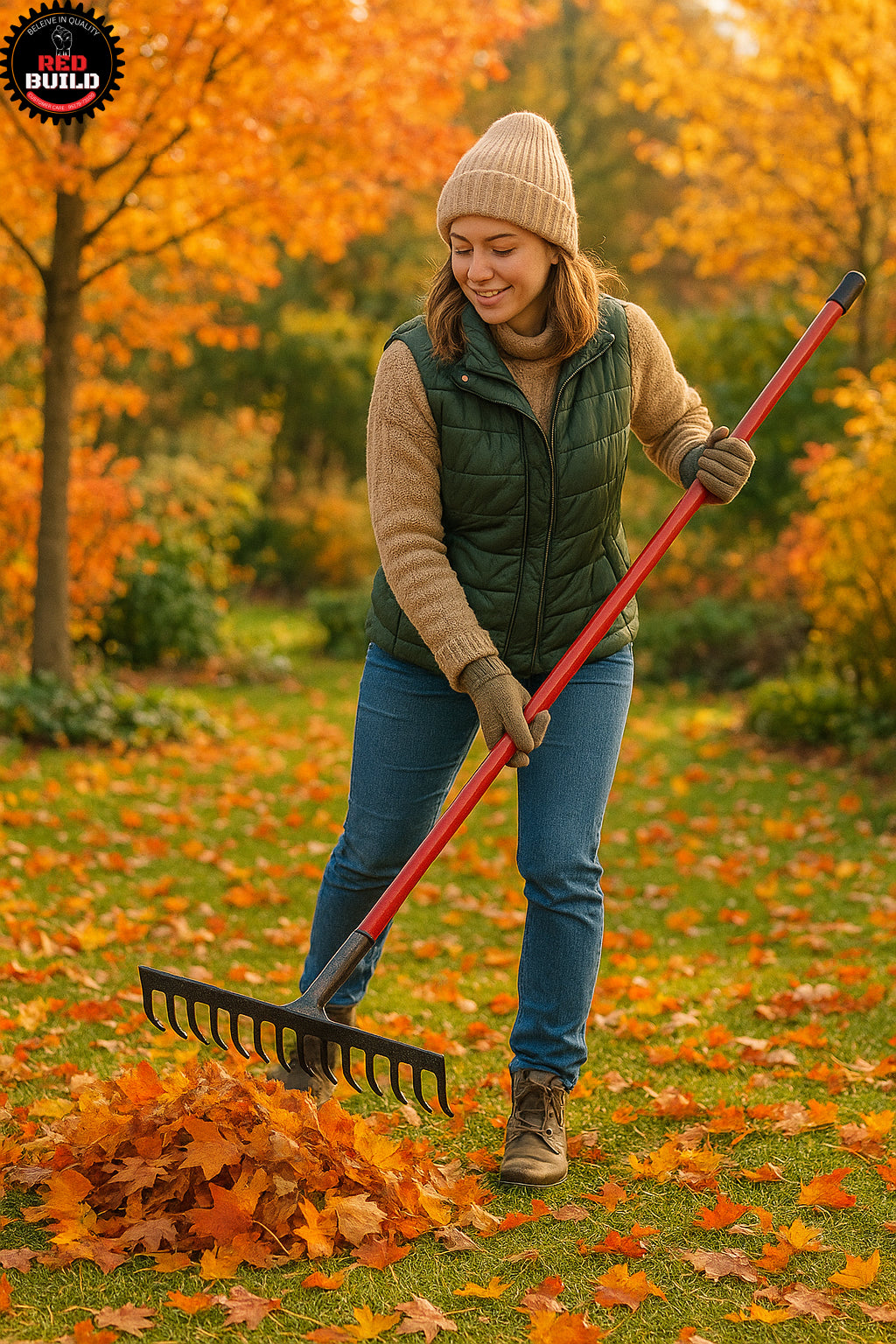 RedBuild Garden Rake  | 14 Tines | Leaf Rake |